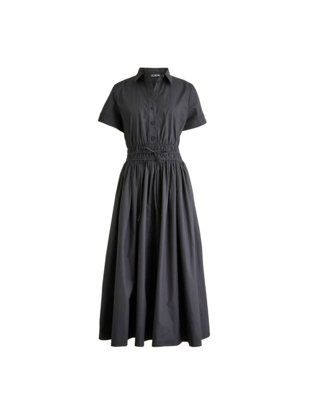 NWT J.Crew Tall Elena Shirt-Dress Midi in Black Solid Cotton Shirtdress 8T - Picture 4 of 7